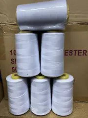 6 Big Spool BLEACH WHITE Serger Overlock Quilting Sewing Thread S/2 T27 Quality