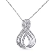 0.25 CT. T.W. Natural Diamond Multi-Row Loop Pendant in 10K White Gold - 17"