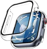 TAURI 2 Pack Hard Case Designed for Apple Watch Series 10 46mm, [360° Shockproof] with 9H Tempered Glass Screen Protector, [Scratch-Resistant] Cover - Clear