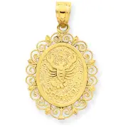 14k Yellow Gold Solid Satin Polished Scorpio Zodiac Oval Pendant C2850