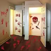 119 PCS Bloody Halloween Decorations Halloween Bloody Handprint Footprints Knife Stickers Window Wall Floor Clings Decals Horror Bathroom Zombie Party Decorations Supplies