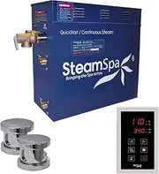 STEAMSPA 12kW Steam Sauna Generator Sentry Series 240V Steam Generator with Touch Screen, Steamhead, Built-in Steam Shower Auto Drain, ACU Quickstart Steam Bath Generator (Chrome)