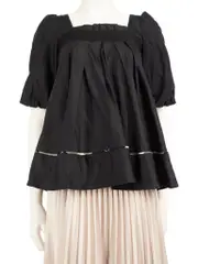 Burberry Black Label Black Pleated Detail Blouse