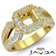 Diamond Engagement Filigree Ring Asscher Shape Semi Mount 14k Yellow Gold 1.4Ct