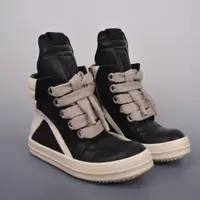 在飛比找蝦皮購物優惠-Rick Owens Geobasket 粗鞋帶皮面小牛皮高