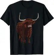 [VidiAmazing] Funny Scottish Highland Cow Design for Men Women Hairy Cow ds613 T-Shirt