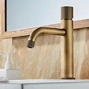 Bathroom Sink Mixer Faucet Single Knob, Vintage Mono Basin Taps Brass Deck Mounted, Monobloc Single Handle One Hole Vessel Water Tap with Hot Cold Water Hose W