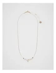 [Seed Heritage] Fine Pearl Initial Necklace E in Multi