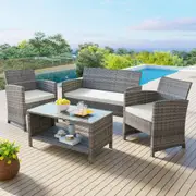 ALFORDSON 4PCS Patio Set Outdoor Garden Wicker Beige