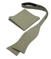 Mens Solid Linen Self Tie Bow Ties and Pocket Square Set Eucalyptus