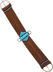 Western Horse Tack 25-Strand Roper Saddle Cinch Girth Brown Turquoise 9796
