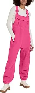 [SeekMe] Womens Fleece Overalls One-piece Bibs Jumpsuits Adjustable Suspender Straps Warm Winter Fuzzy Ski Pants