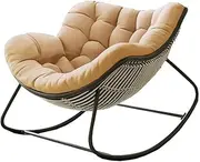 Lazy Rocking Egg Chair Cushion, Indoor Outdoor Oversized Lounge Wicker Papasan Cushion, Thick Nest Back Seat Pillow for Patio Porch Garden(Only Cushion)(Khaki)