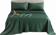 Aulaire 4-PCE bedsheets and Pillowcase Bedding Set (1 top Sheet + 1 Fitted Sheet + 2 Pillowcases) 1500 Thread Count Superfine New Cotton. (Olive Green, King)