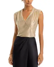 Bcbgmaxazria Metallic Surplice Top
