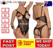 Sexy Open Cup Crotchless Lingerie Teddy Bodysuit See Through Christmas Gift