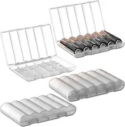 Linkidea 4 Pack Waterproof AA Battery Storage Case, Portable Organizer Holds 6 Batteries, Compact Travel-Friendly Design for Home, Camping, Electronics Accessories (Clear)