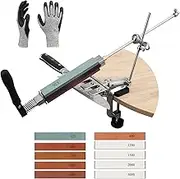 Knife Sharpener System, Precise Angle Adjustment 360° Flipping Design Pro Stainless Steel Knife Sharpeners Set, Fine Grinding Chef Knife Sharpening Kit with 10 Thickened Whetstones with Bases