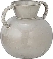 Bloomingville 9.25 Inches Stoneware Twisted Handles and Reactive Glaze, Cream Color Vase
