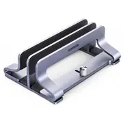 UGREEN LP258-60643 Vertical Dual Slots Laptop/Tablet Stand - Space Grey, Space Saving Upright Storage, Compatible with 12-26mm thickness Apple MacBook & iPad and Tablets [UG-60643]