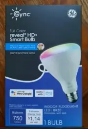 GE Lighting Cync Full Color Reveal HD+ A19 LED Smart Light Bulb Voice Control