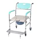 Orthonica Commode Chair With Castors Aluminium Frame Footrest Soft Push Handles