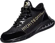 [ZHENSI] Men's Steel Toe Cap Shoes Air Cushion Safety Shoes Lightweight Breathable Work Industrial Construction Sneakers