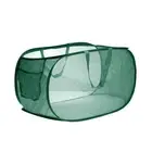 Collapsible Laundry Baskets, Mesh Laundry Hamper with Side Pocket Green