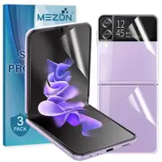 [3x in 1] Samsung Galaxy Z Flip4 Premium Clear Edge-to-Edge Full Coverage Hydrogel Screen Protector Film by MEZON (Galaxy Z Flip4, Hydrogel)