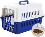 Qttie Pet Carrier & Crate, Hard-Sided Pet Kennel, Portable Kennel for Indoor/Outdoor Use Travel, Dog Carrier Cage 3 Sizes (Navy, M)