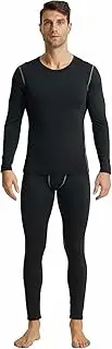 [YUSHOW] Mens Thermal Underwear Set Long Sleeve Tops Long Johns Thermal Base Layer Fleece Lined Compression Suit for Workout Skiing Running Hiking