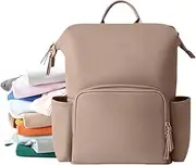 Leather Baby Backpack Diaper Bag | Large Baby Bag,PU Leather Diaper Backpack Waterproof Reinforced Zippers Pockets Organizer for Laptop for Mom