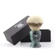 Best Lather Shaving Brush Silver Tip Badger Hair with Green Resin Handle HARYALI