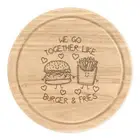 We Go Together Like Burger & Fries Round Chopping Cheese Board Joke Valentines