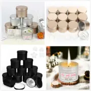 16pcs Round Candle Tins Silver Gold Black Metal Tin Wax Soy Making Container Jar