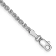 14k White Gold 2.1mm Spiga Wheat Chain Ankle Bracelet