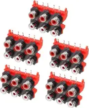 uxcell PCB Panel Mount 6 RCA Socket Female Jack Audio Video AV Connector Red