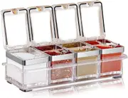 4-piece kitchen spice jar Transparent seasoning box-Seasoning storage container-Seasoning jar-Seasoning rack-Acrylic seasoning box with lid and spoon
