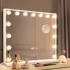 Large Vanity Mirror with Lights, Time Display, Hollywood Lighted Makeup Mirror w