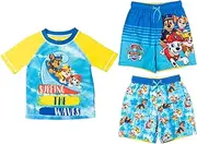 [PAW PATROL] Chase Marshall Rubble Raglan Swim Rash Guard Swim Trunks Set