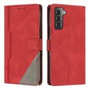 Clasp Case with Flip Wallet Stand Function Cover for Samsung S22 - Red
