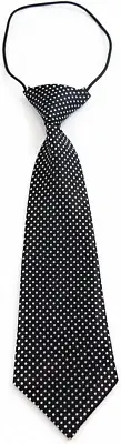 Kids Boys Black & White Patterned Elastic Neck Tie - Mini Polka Dots Black and W