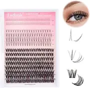 FADLASH Lash Clusters Natural Look Individual Lash Extensions Multi-type Mix with DIY Wispy Faux Mink Lash Tray,7D Spike, Bottom lash clusters Clusters for Self Application at Home
