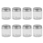 8x Clear Round Glass Jars Lid Spice Herb Seasoning Condiment Storage Container