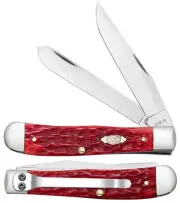 CASE XX KNIVES TRAPPER - DARK RED BONE CS - PEACH SEED JIG W/POCKET CLIP 6254C C