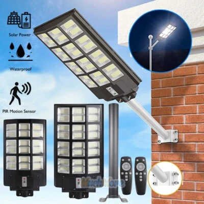 1600W 100000000000LM Solar Street Light IP67 Dusk-Dawn PIR Sensor Road Lamp+Pole