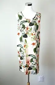 NWT PINEAPPLE MOON Casual Silk Tank Dress Sleeveless Multicolor Floral ~ XL #02
