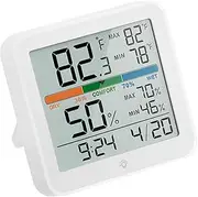 Digital Indoor Room Thermometer with Large Display Battery Powered Indoor Thermometer with Temperature and Humidity Monitor for Home(White)