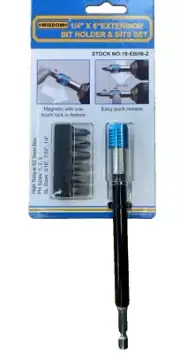 Extension Bit Holder & Bits Set 1/4" x 6" NEW