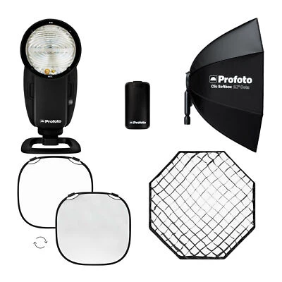 Profoto A10 On Camera Flash Light for Nikon with Clic Softbox Octa 2 Feet Bundle